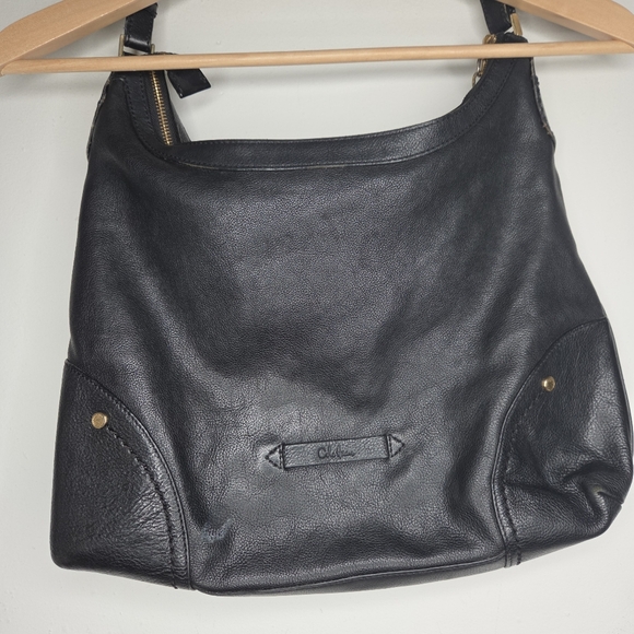 Cole Haan Hobo Handbag Soft Pebbled Black Leather With Tassel Purse - Picture 5 of 11